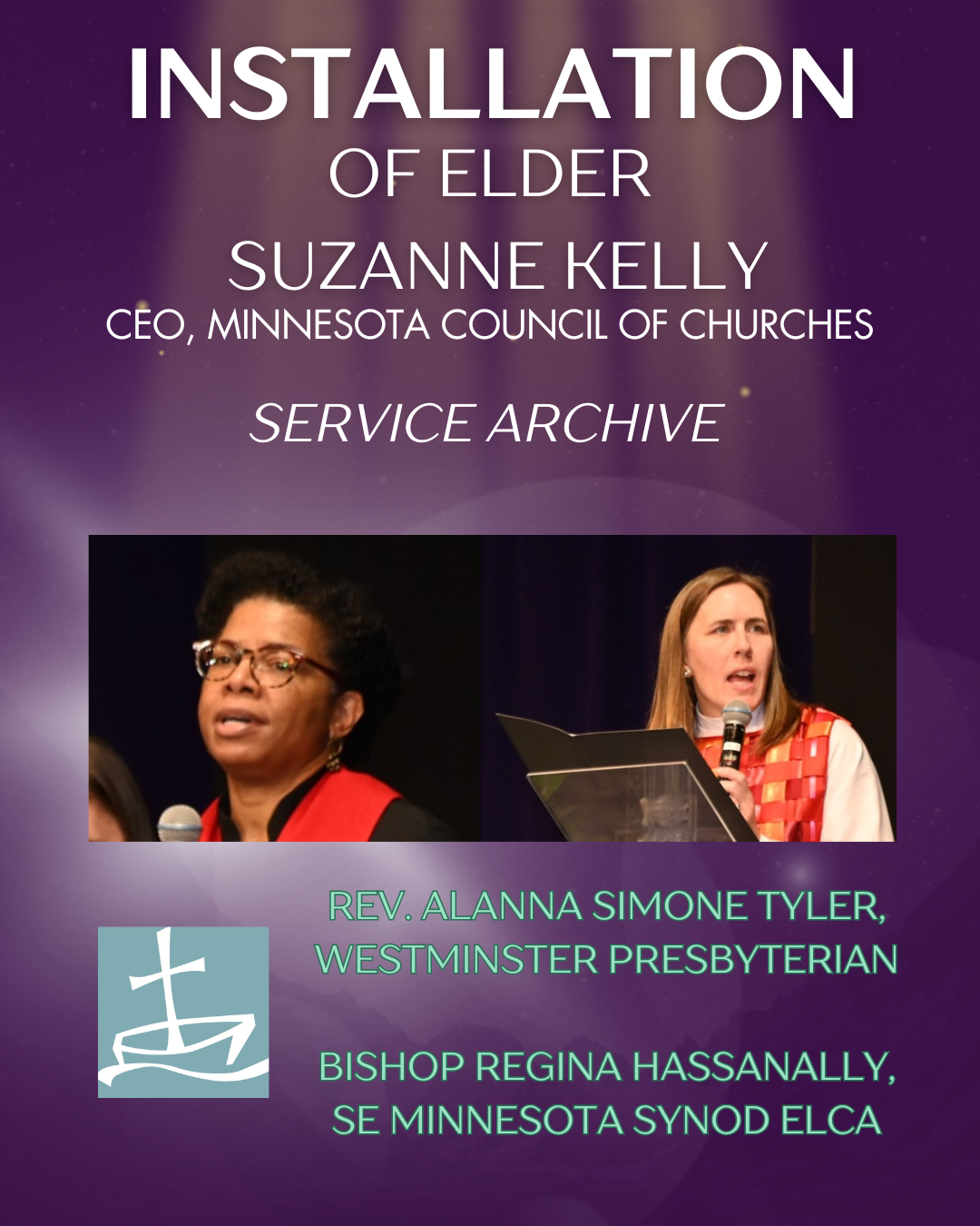 Video title card has purple background, images of a black woman and a white woman speaking to an audience